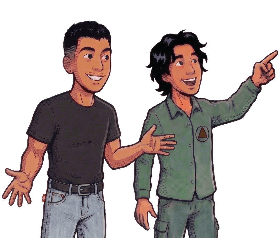 Character on left