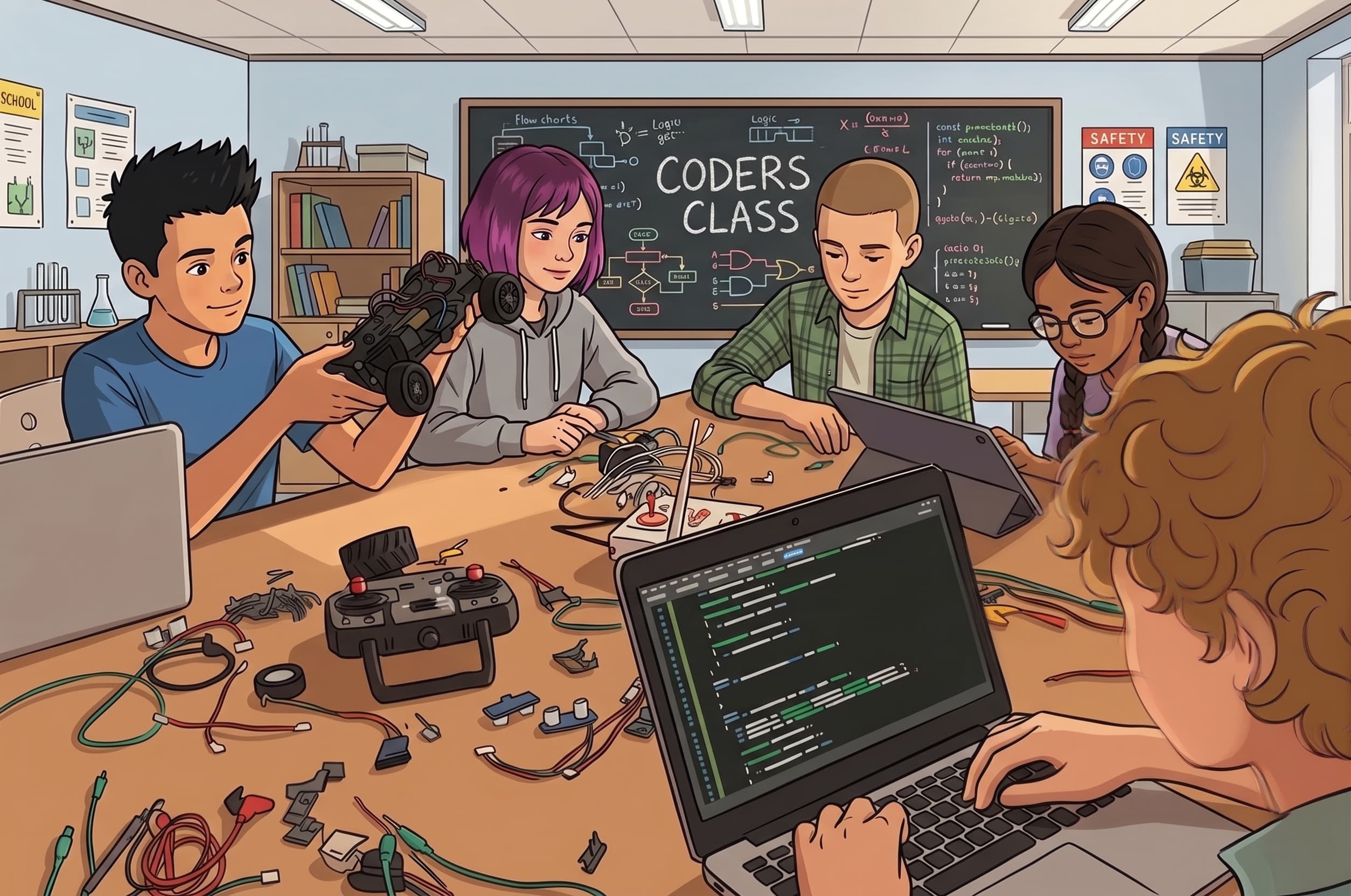 Students learning to code